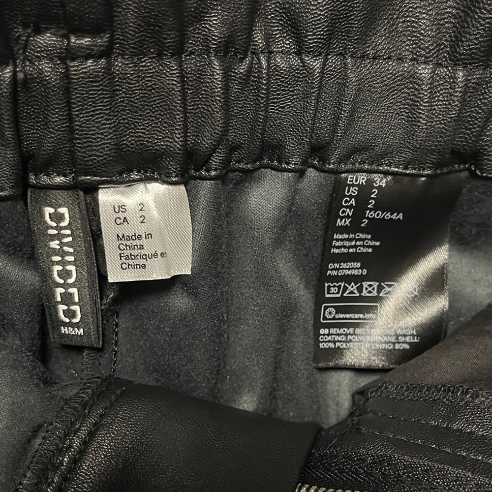 H&M Black High Waist Leather Shorts - Picture 2 of 5